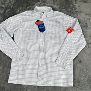 Habit Fishing Lake Hike Shirt Men's M/M White Grid Check Long Sleeve NWT